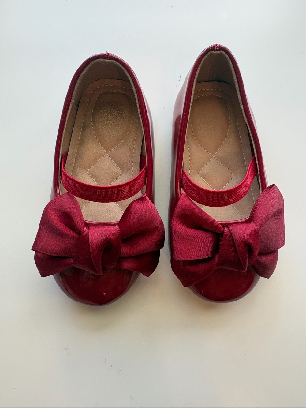Girls' Burgundy Bow Mary Jane Flats - Kids Shoes